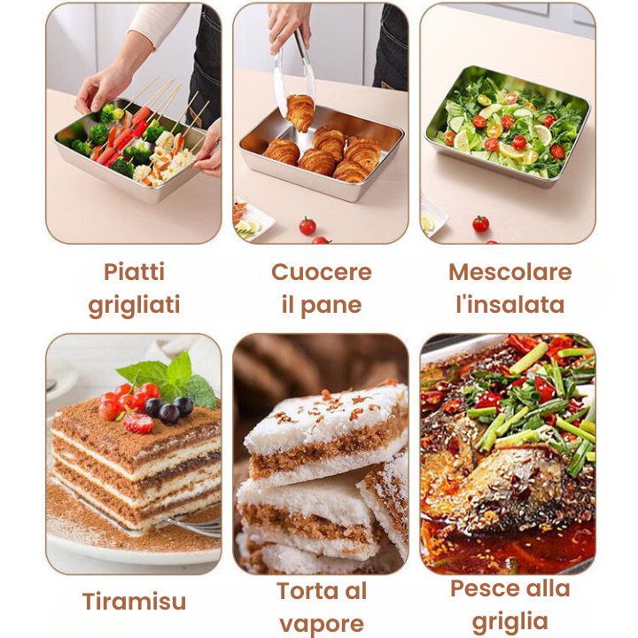 ⭐️ 6 GRATIS | Antibakterijska posuda od nehrđajućeg čelika 304 dugo održava hranu svježom (25 × 20 × 6 cm)