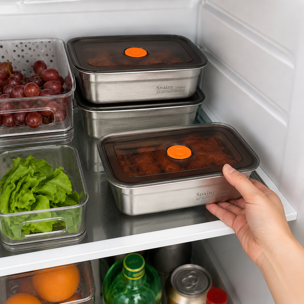 Antibakterijska vakuumska inox posuda za hranu – 1000 ml