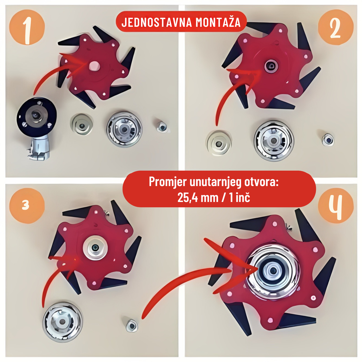 Disk za košnju trave sa 6 čeličnih zubaca (pribor uključen u pakiranje)
