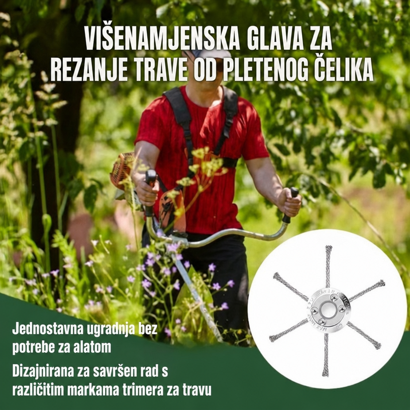 70% POPUSTA | Glava trimera sa 6 pletenih krakova od izdržljive čelične žice