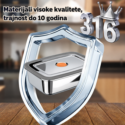 Velika antibakterijska vakuumska posuda za hranu od nehrđajućeg čelika, 1000 ml (19 × 14 × 6 cm)