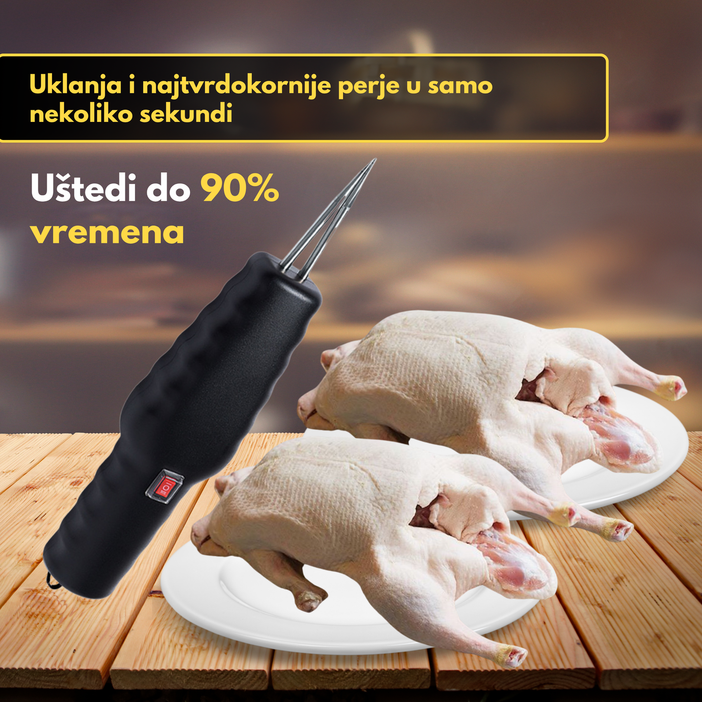 Prijenosni uređaj za čupanje perja peradi – uklanja sve perje u samo nekoliko minuta