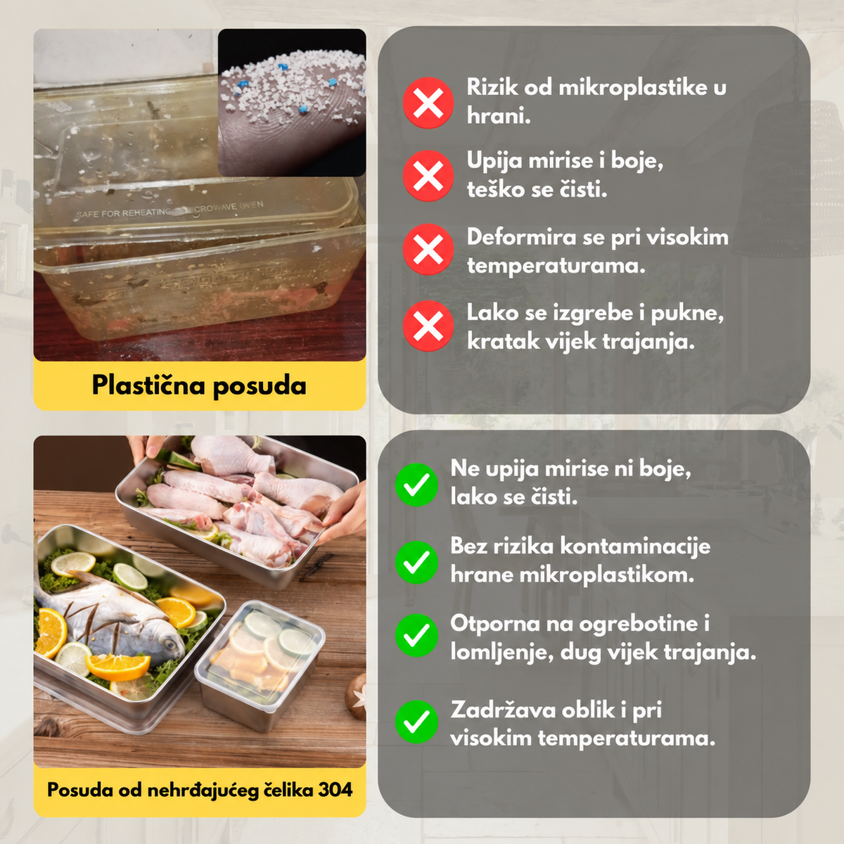 Posuda za hranu od nehrđajućeg čelika 304 – Dugotrajna svježina i maksimalna sigurnost