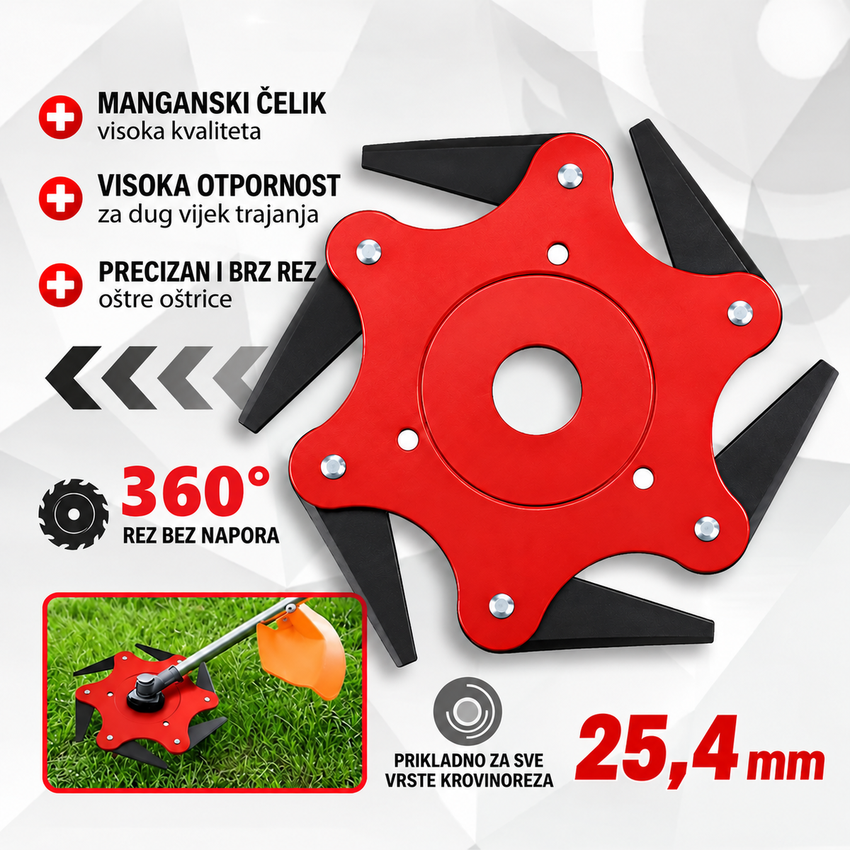 Komplet ploča sa 6 noževa od manganskog čelika | 7 DODATAKA