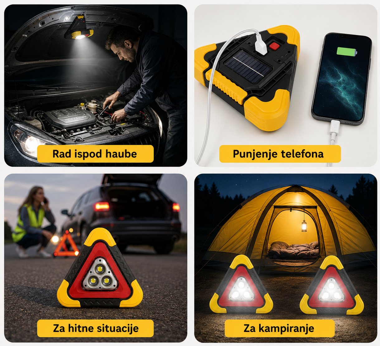 Trokutasto Sigurnosno Svjetlo za Automobil s LED Rasvjetom