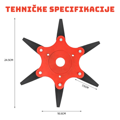 Disk za košnju trave sa 6 čeličnih zubaca (pribor uključen u pakiranje)