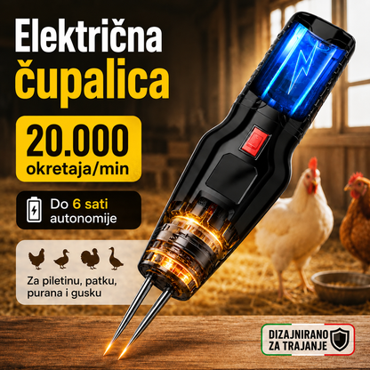 Električna čerupalica za perad — 60 sekundi po ptici
