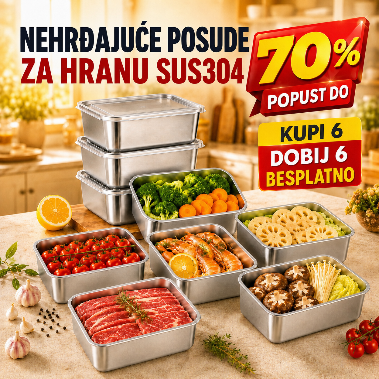 70% POPUSTA | Posuda Od Nehrđajućeg Čelika Za Hranu U Japanskom Stilu (13 × 10 × 5 cm)