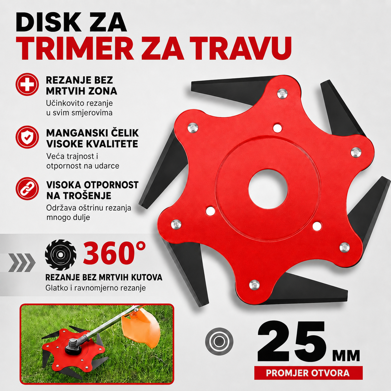 70% POPUSTA | Nož za Trimer Trave sa 6 Čeličnih Zubaca (Uključen Pribor)