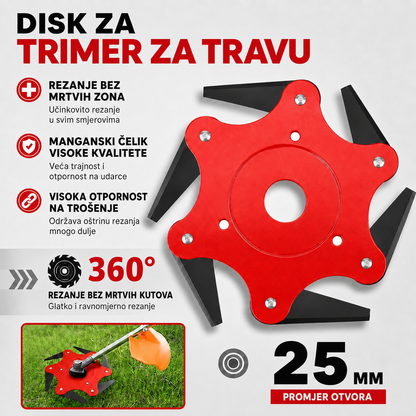 70% POPUSTA | Nož za Trimer Trave sa 6 Čeličnih Zubaca (Uključen Pribor)