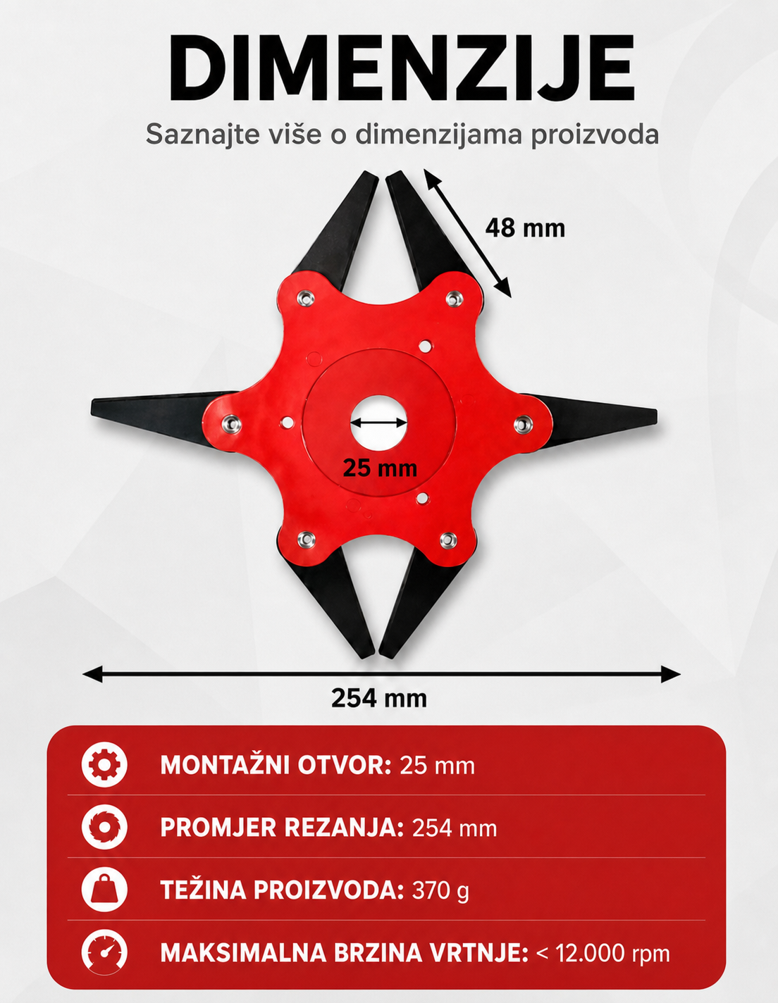 70% POPUSTA | Nož za Trimer Trave sa 6 Čeličnih Zubaca (Uključen Pribor)