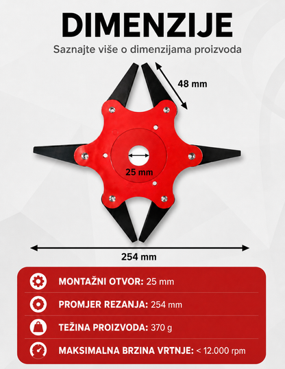 70% POPUSTA | Nož za Trimer Trave sa 6 Čeličnih Zubaca (Uključen Pribor)