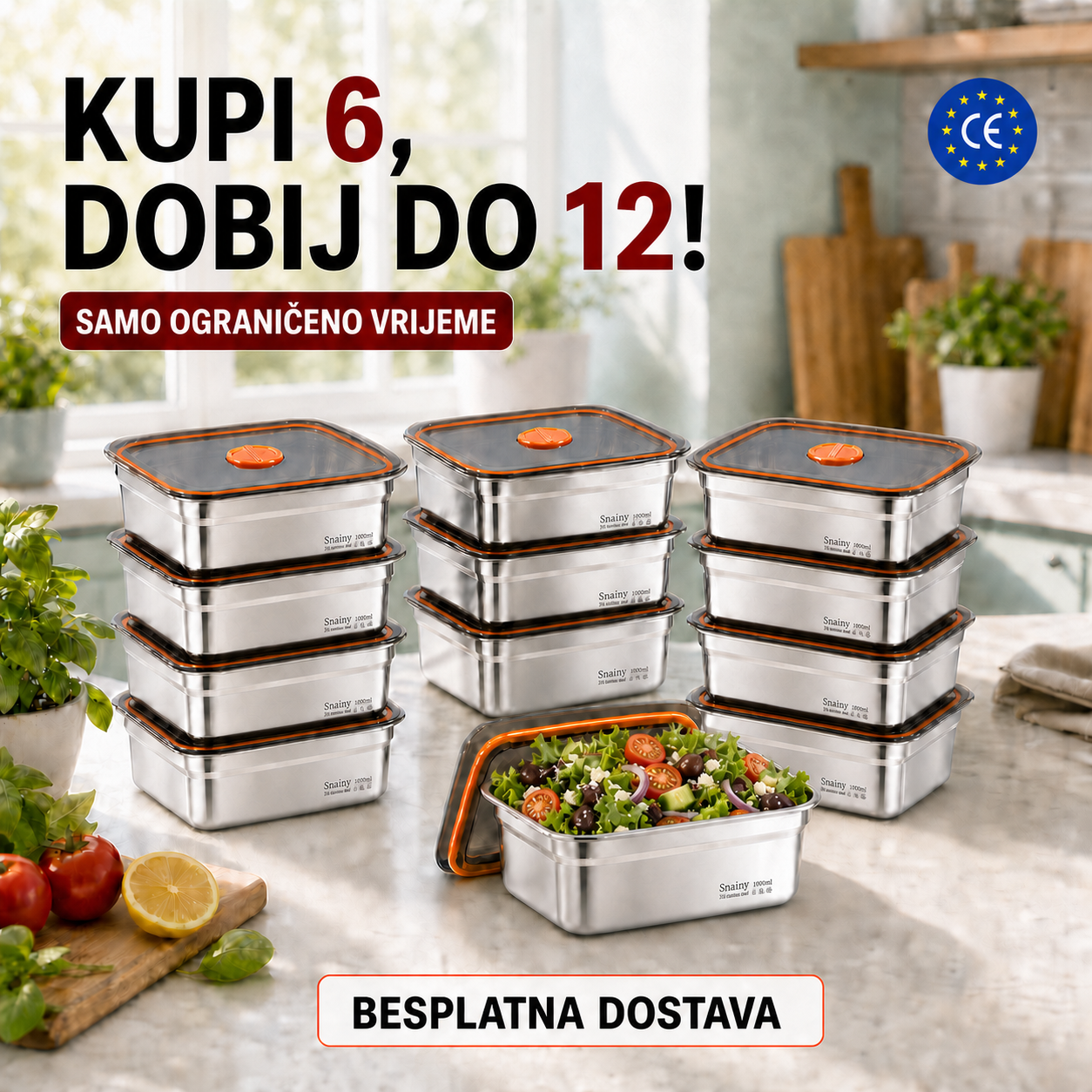 ANTIBAKTERIJSKA SUS316 POSUDA ZA ČUVANJE HRANE – 1000 ML