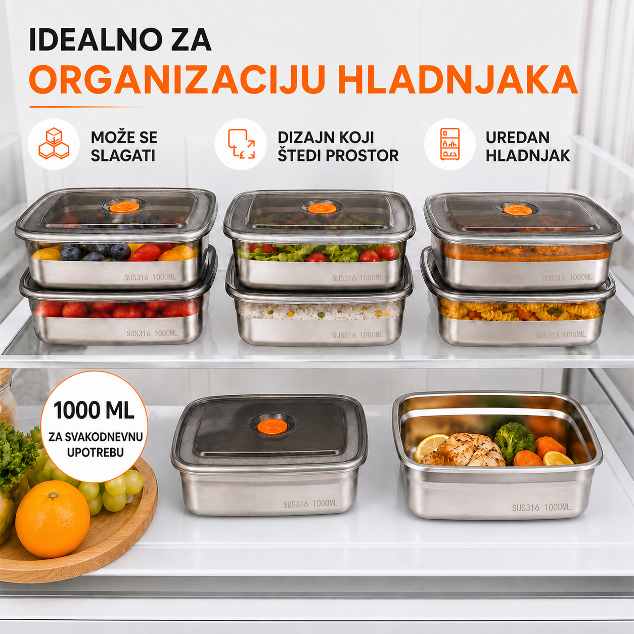 ANTIBAKTERIJSKA SUS316 POSUDA ZA ČUVANJE HRANE – 1000 ML