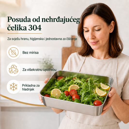 Posuda za čuvanje hrane od nehrđajućeg čelika 304 s hermetičkim poklopcem – Dulja svježina bez mirisa i bacanja hrane