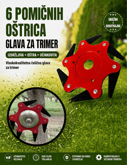 GLAVA ZA TRIMER SA 6 ČELIČNIH OŠTRICA – IZUZETNO OŠTRA I DUGOTRAJNA
