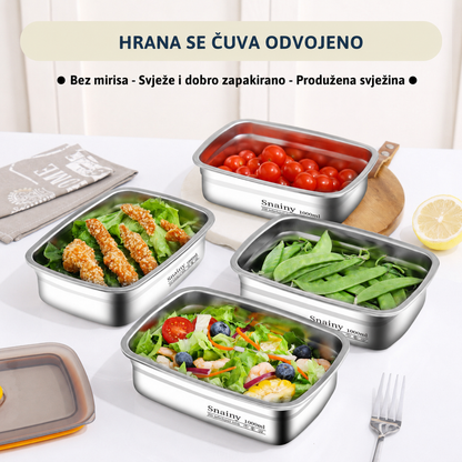Premium hermetička posuda za čuvanje hrane od nehrđajućeg čelika 316, s vakuumskim poklopcem – antibakterijska i sigurna