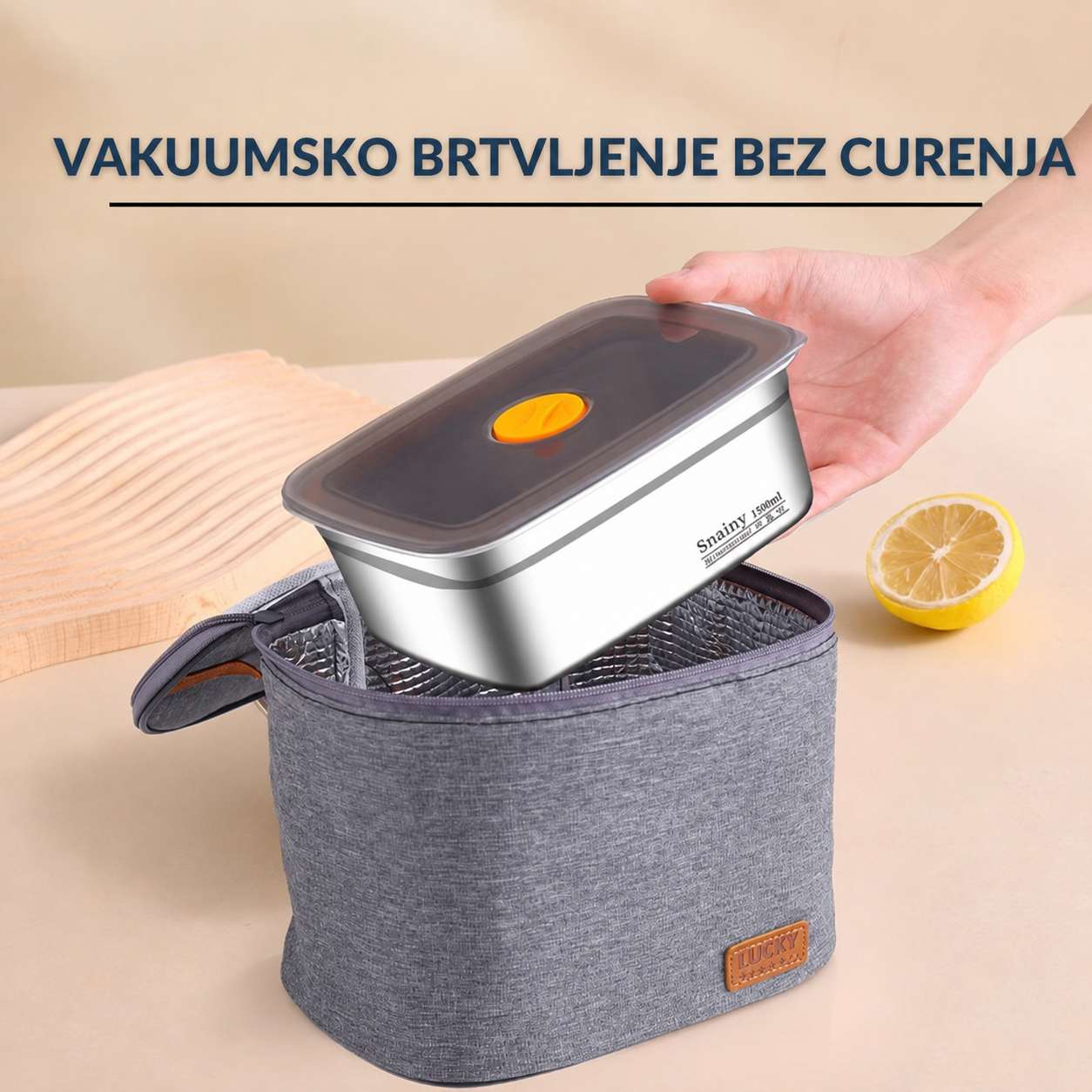 Premium hermetička posuda za čuvanje hrane od nehrđajućeg čelika 316, s vakuumskim poklopcem – antibakterijska i sigurna